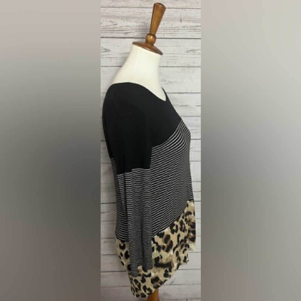 Maurice’s Leopard Print Colorblock Mid Half Sleeve Lightweight Casual Versatile